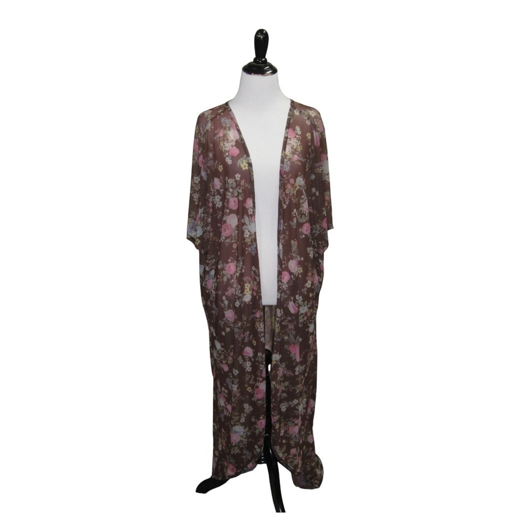 Torrid Women's Size 1/2 Equals 14-18 Chiffon Duster Kimono Cardigan Floral